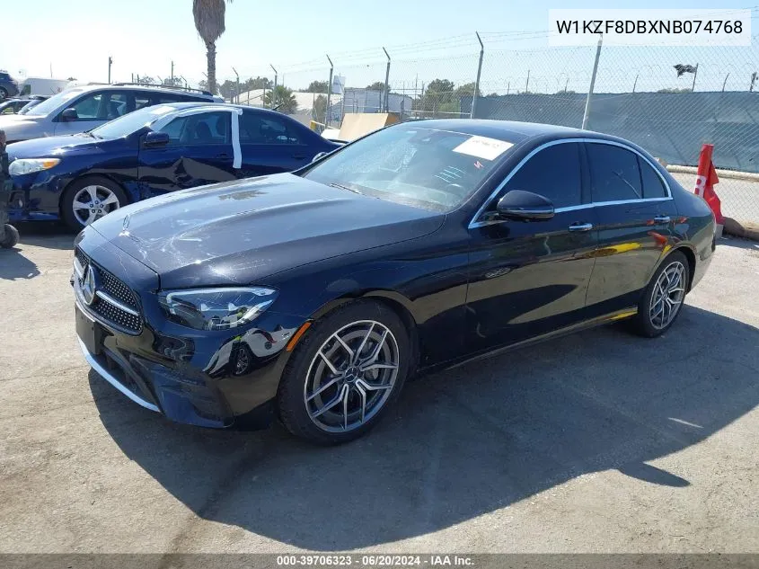 2022 Mercedes-Benz E 350 VIN: W1KZF8DBXNB074768 Lot: 39706323