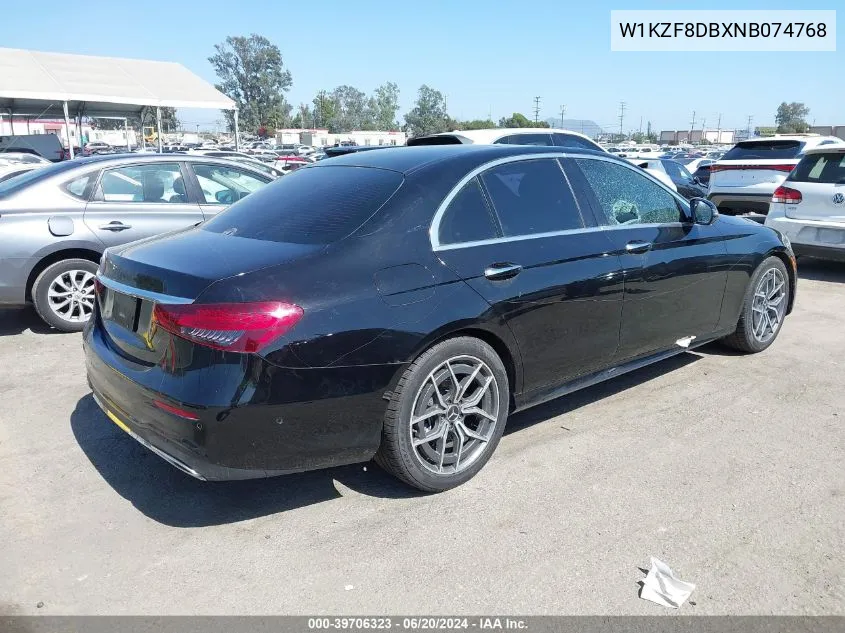 2022 Mercedes-Benz E 350 VIN: W1KZF8DBXNB074768 Lot: 39706323