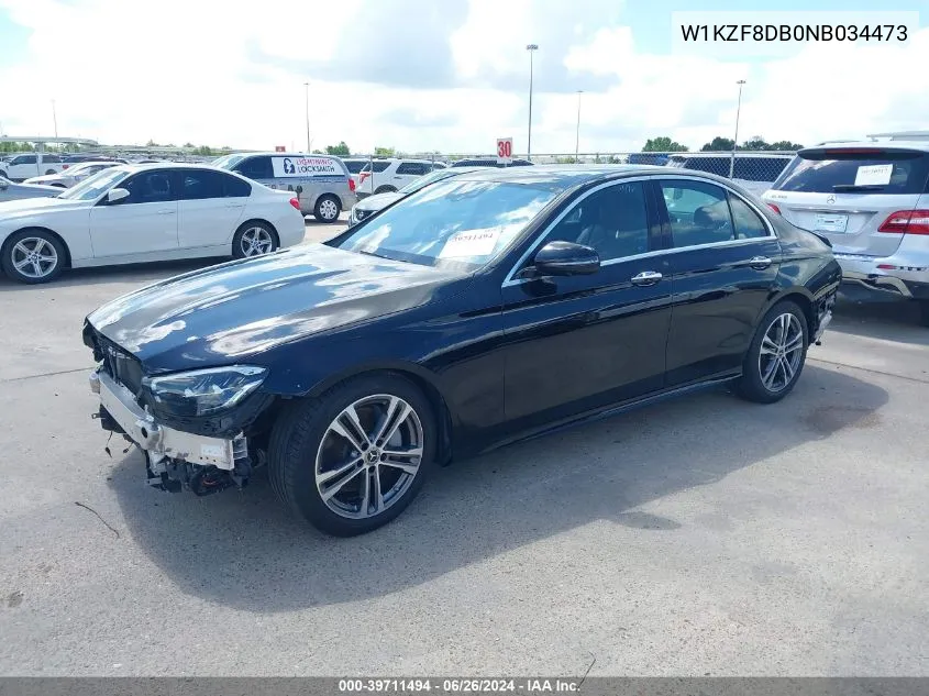 2022 Mercedes-Benz E 350 VIN: W1KZF8DB0NB034473 Lot: 39711494