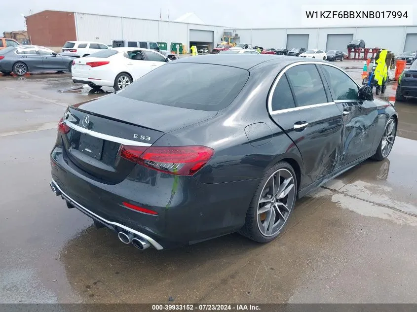 2022 Mercedes-Benz Amg E 53 4Matic VIN: W1KZF6BBXNB017994 Lot: 39933152