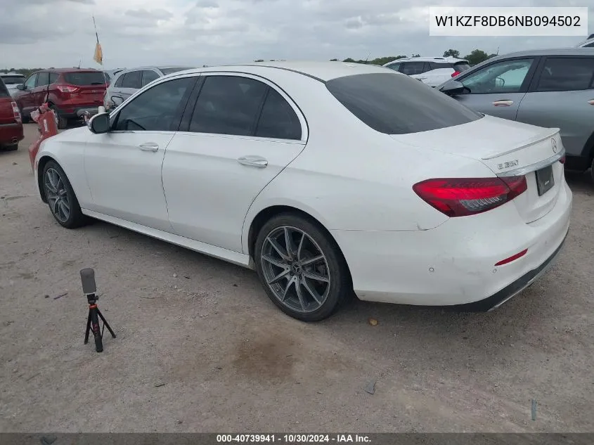 2022 Mercedes-Benz E 350 VIN: W1KZF8DB6NB094502 Lot: 40739941