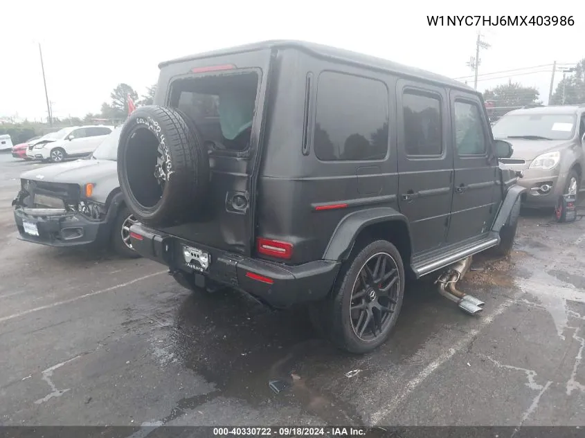 2021 Mercedes-Benz G 63 Amg VIN: W1NYC7HJ6MX403986 Lot: 40330722