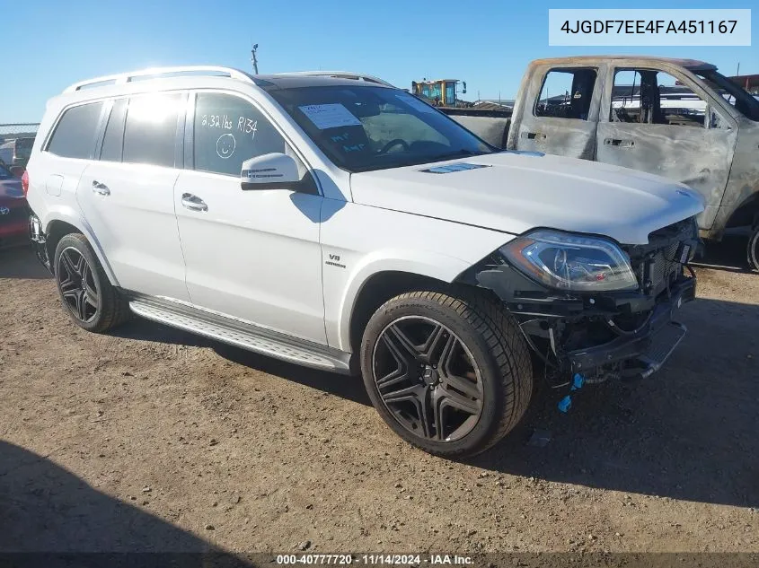 2015 Mercedes-Benz Gl 63 Amg 4Matic VIN: 4JGDF7EE4FA451167 Lot: 40777720