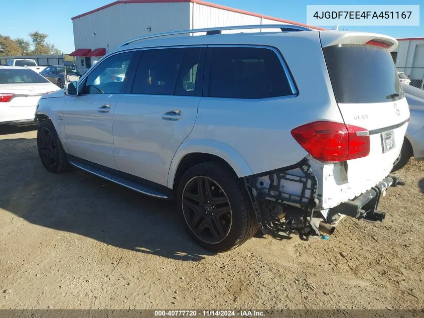 2015 Mercedes-Benz Gl 63 Amg 4Matic VIN: 4JGDF7EE4FA451167 Lot: 40777720