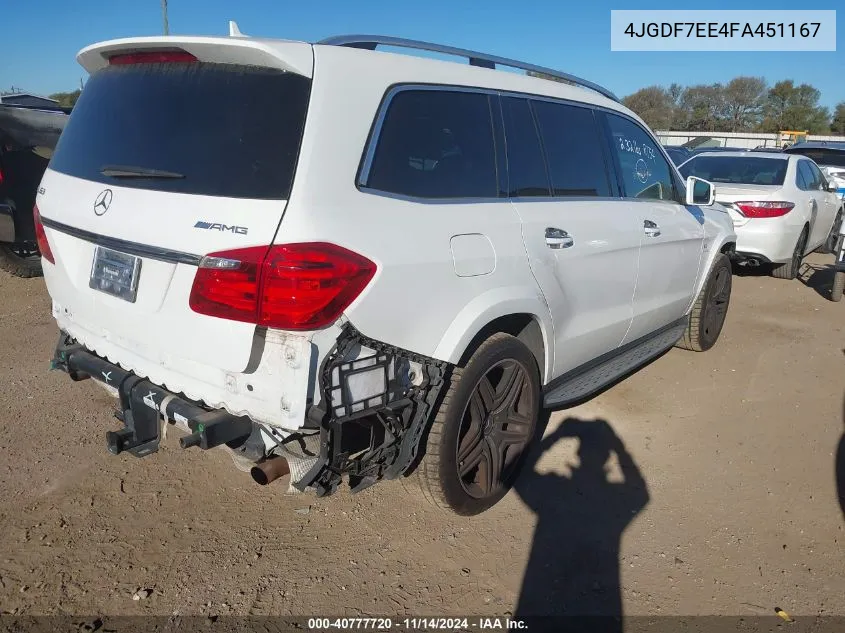 2015 Mercedes-Benz Gl 63 Amg 4Matic VIN: 4JGDF7EE4FA451167 Lot: 40777720