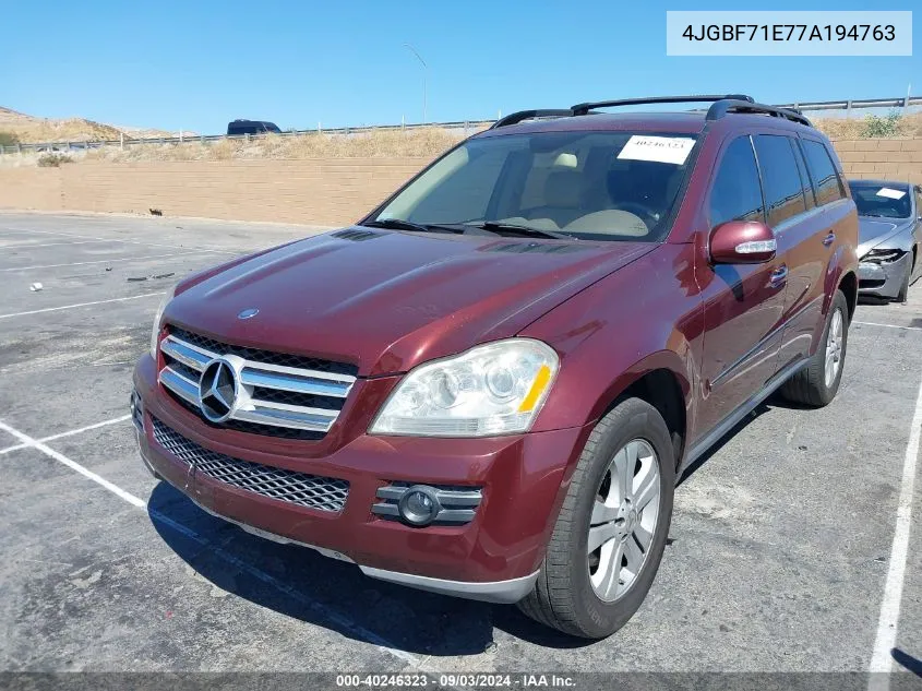 2007 Mercedes-Benz Gl 450 4Matic VIN: 4JGBF71E77A194763 Lot: 40246323