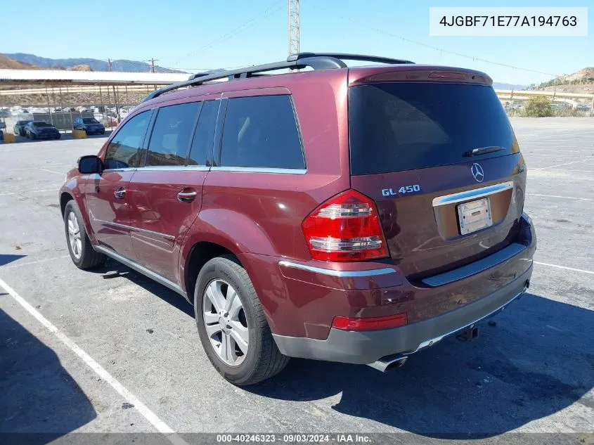 2007 Mercedes-Benz Gl 450 4Matic VIN: 4JGBF71E77A194763 Lot: 40246323