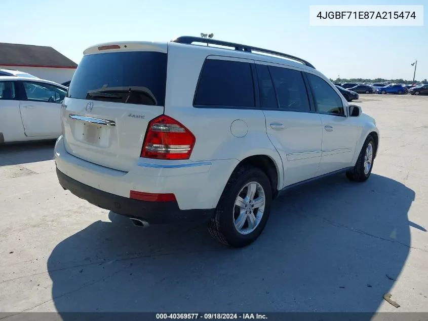 2007 Mercedes-Benz Gl 450 4Matic VIN: 4JGBF71E87A215474 Lot: 40369577