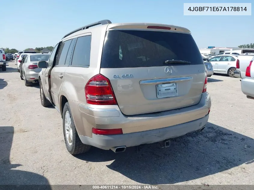 2007 Mercedes-Benz Gl 450 4Matic VIN: 4JGBF71E67A178814 Lot: 40611214