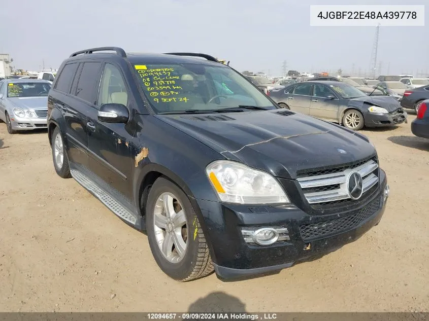 2008 Mercedes-Benz Gl-Class VIN: 4JGBF22E48A439778 Lot: 12094657