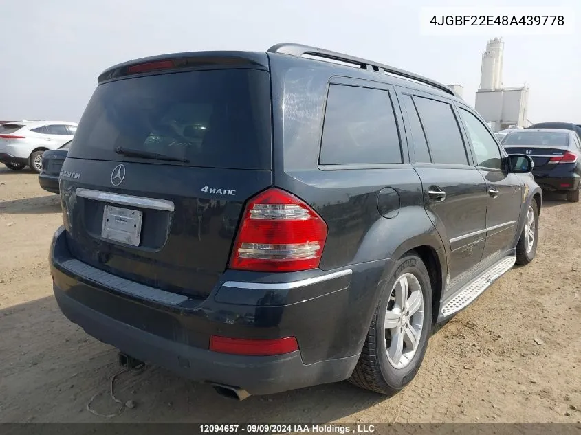 2008 Mercedes-Benz Gl-Class VIN: 4JGBF22E48A439778 Lot: 12094657