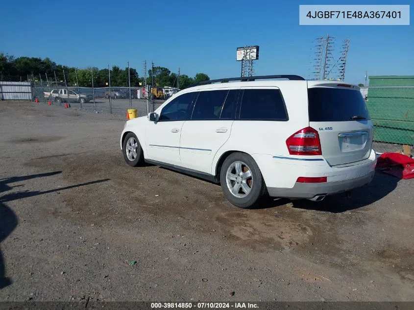 2008 Mercedes-Benz Gl 450 4Matic VIN: 4JGBF71E48A367401 Lot: 39814850