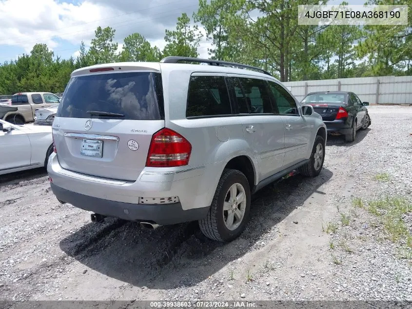 2008 Mercedes-Benz Gl 450 4Matic VIN: 4JGBF71E08A368190 Lot: 39938603