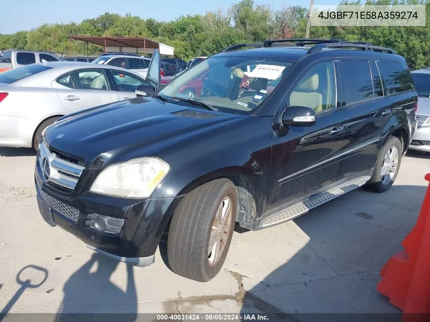 2008 Mercedes-Benz Gl 450 4Matic VIN: 4JGBF71E58A359274 Lot: 40031424