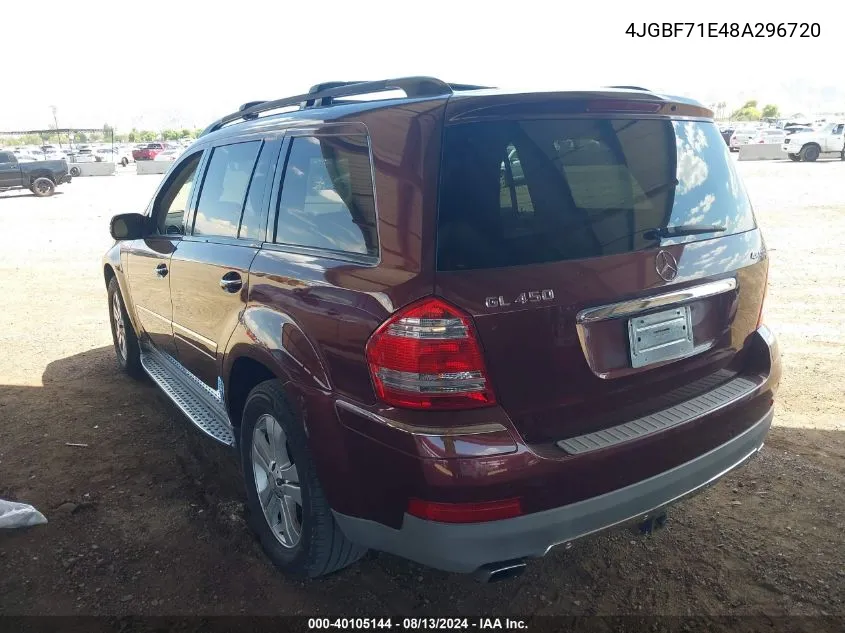 2008 Mercedes-Benz Gl 450 4Matic VIN: 4JGBF71E48A296720 Lot: 40105144