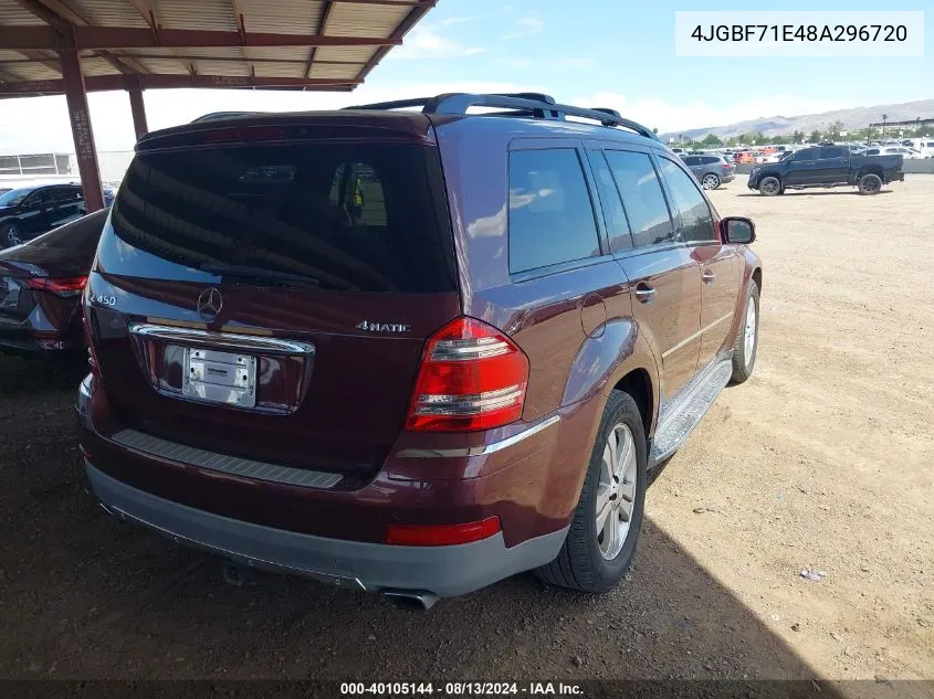 2008 Mercedes-Benz Gl 450 4Matic VIN: 4JGBF71E48A296720 Lot: 40105144