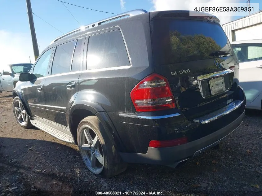 2008 Mercedes-Benz Gl 550 4Matic VIN: 4JGBF86E58A369351 Lot: 40568321