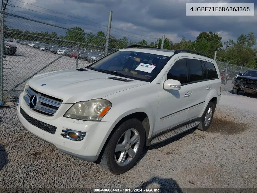 2008 Mercedes-Benz Gl 450 4Matic VIN: 4JGBF71E68A363365 Lot: 40600443