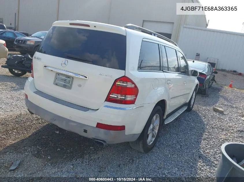 2008 Mercedes-Benz Gl 450 4Matic VIN: 4JGBF71E68A363365 Lot: 40600443