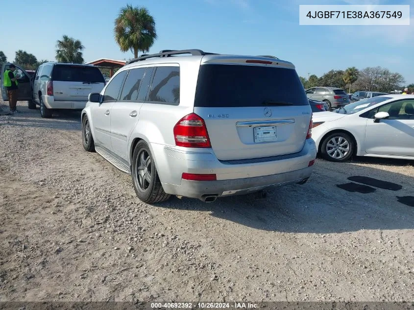 2008 Mercedes-Benz Gl 450 4Matic VIN: 4JGBF71E38A367549 Lot: 40692392