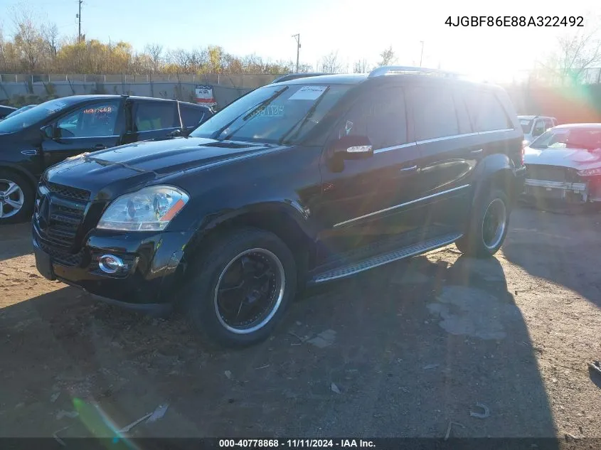 2008 Mercedes-Benz Gl 550 4Matic VIN: 4JGBF86E88A322492 Lot: 40778868