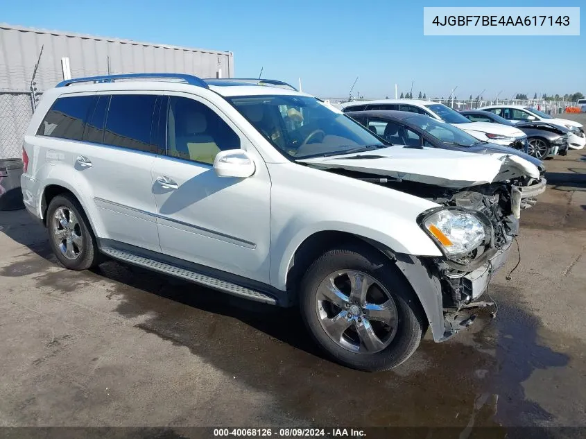 2010 Mercedes-Benz Gl 450 4Matic VIN: 4JGBF7BE4AA617143 Lot: 40068126