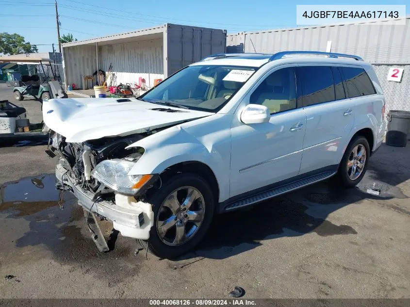 2010 Mercedes-Benz Gl 450 4Matic VIN: 4JGBF7BE4AA617143 Lot: 40068126