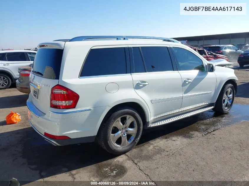 2010 Mercedes-Benz Gl 450 4Matic VIN: 4JGBF7BE4AA617143 Lot: 40068126