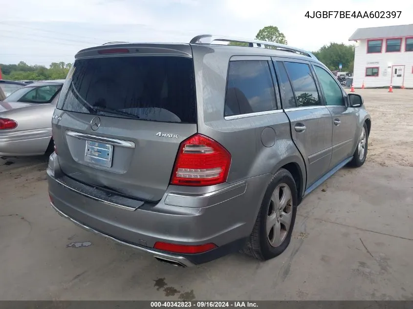 2010 Mercedes-Benz Gl 450 4Matic VIN: 4JGBF7BE4AA602397 Lot: 40342823