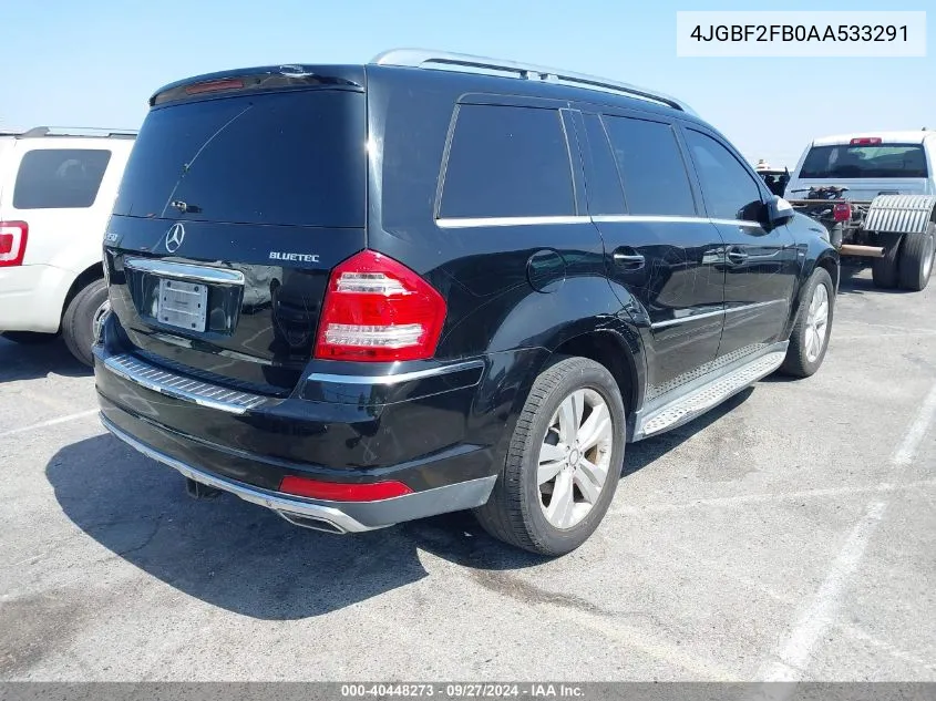 2010 Mercedes-Benz Gl 350 Bluetec 4Matic VIN: 4JGBF2FB0AA533291 Lot: 40448273