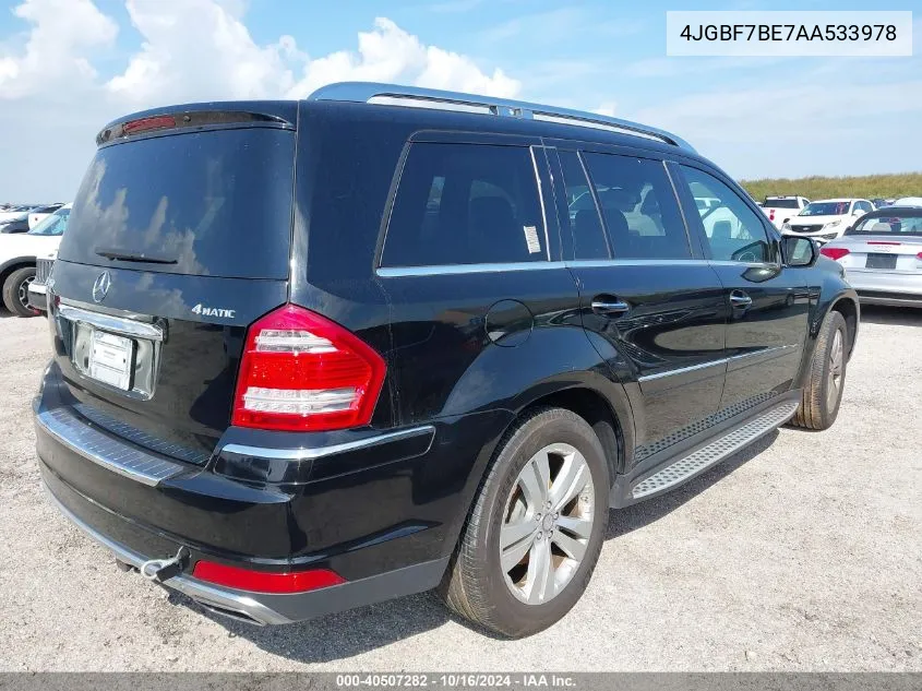 2010 Mercedes-Benz Gl 450 4Matic VIN: 4JGBF7BE7AA533978 Lot: 40507282