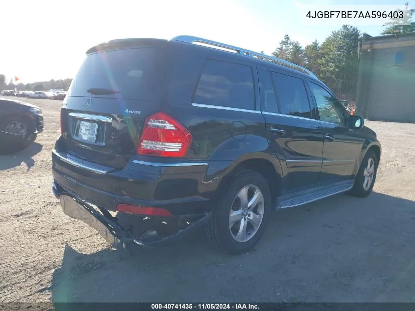 2010 Mercedes-Benz Gl 450 4Matic VIN: 4JGBF7BE7AA596403 Lot: 40741435