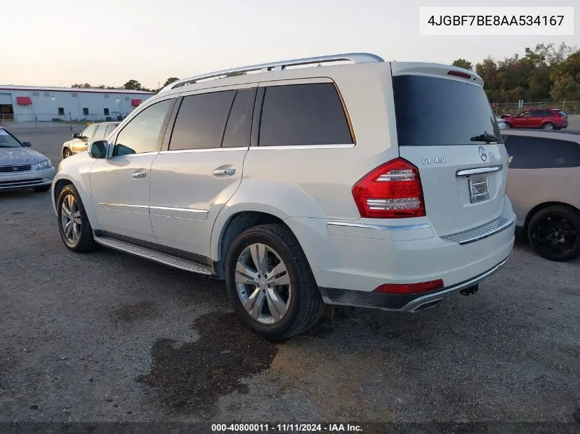 2010 Mercedes-Benz Gl 450 4Matic VIN: 4JGBF7BE8AA534167 Lot: 40800011