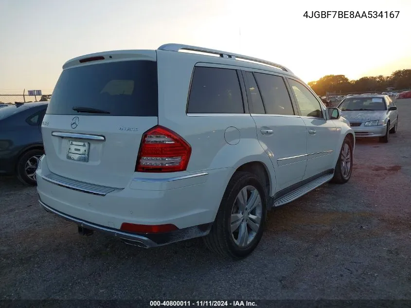 2010 Mercedes-Benz Gl 450 4Matic VIN: 4JGBF7BE8AA534167 Lot: 40800011