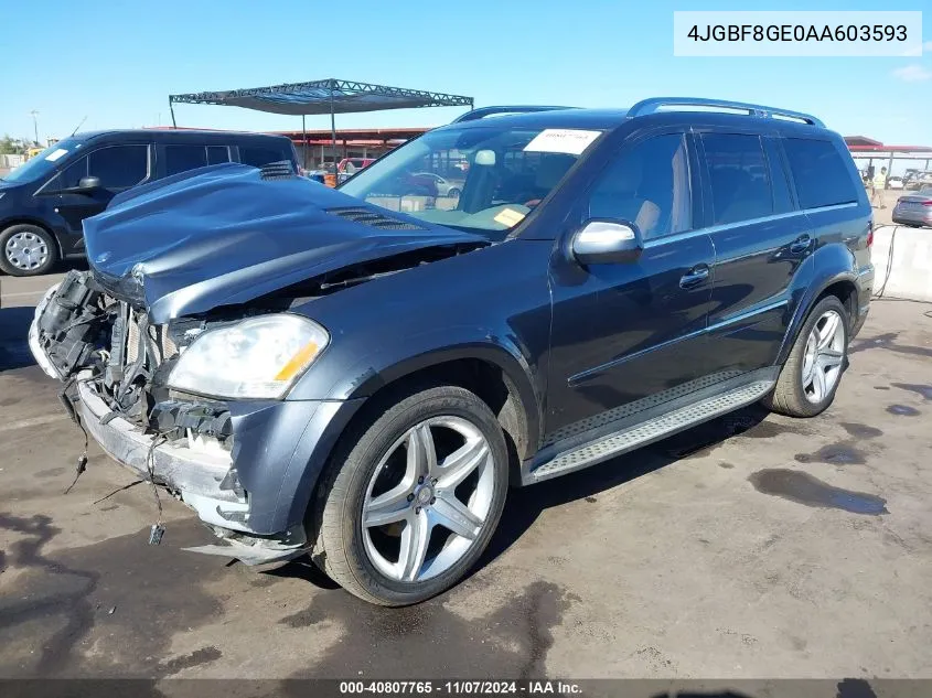 2010 Mercedes-Benz Gl 550 4Matic VIN: 4JGBF8GE0AA603593 Lot: 40807765