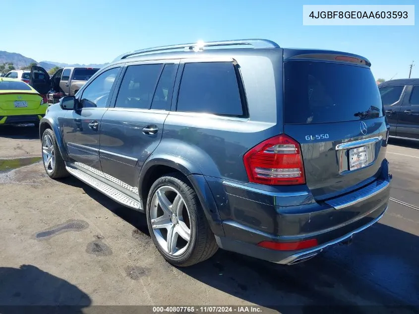 2010 Mercedes-Benz Gl 550 4Matic VIN: 4JGBF8GE0AA603593 Lot: 40807765