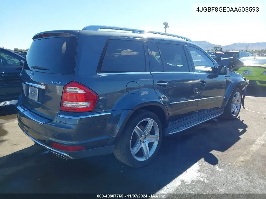 2010 Mercedes-Benz Gl 550 4Matic VIN: 4JGBF8GE0AA603593 Lot: 40807765