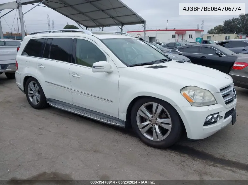 2011 Mercedes-Benz Gl 450 4Matic VIN: 4JGBF7BE0BA706774 Lot: 39478914