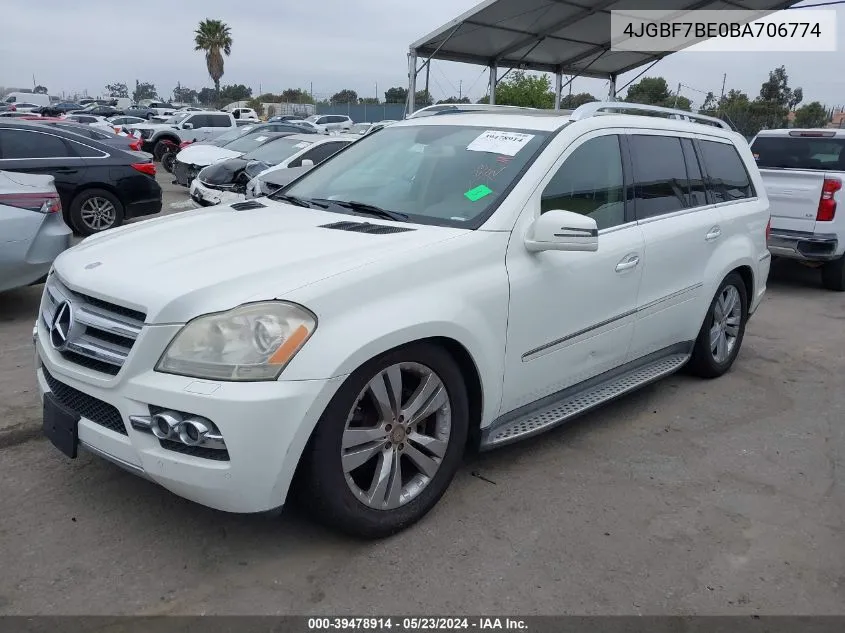 2011 Mercedes-Benz Gl 450 4Matic VIN: 4JGBF7BE0BA706774 Lot: 39478914