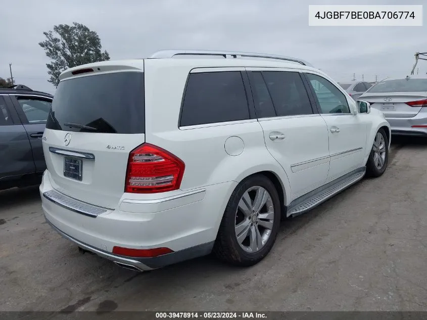 2011 Mercedes-Benz Gl 450 4Matic VIN: 4JGBF7BE0BA706774 Lot: 39478914