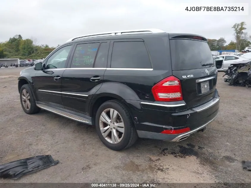 2011 Mercedes-Benz Gl 450 4Matic VIN: 4JGBF7BE8BA735214 Lot: 40411138