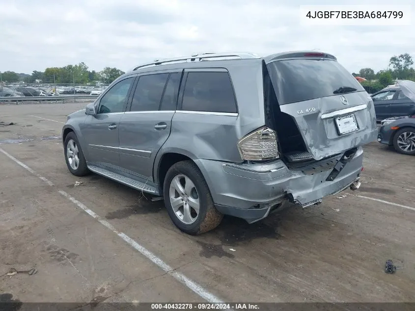 2011 Mercedes-Benz Gl 450 4Matic VIN: 4JGBF7BE3BA684799 Lot: 40432278