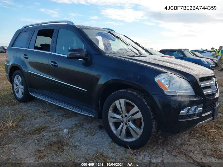 2011 Mercedes-Benz Gl 450 4Matic VIN: 4JGBF7BE2BA744359 Lot: 40511246