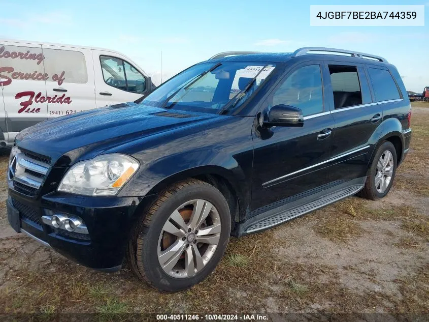 2011 Mercedes-Benz Gl 450 4Matic VIN: 4JGBF7BE2BA744359 Lot: 40511246