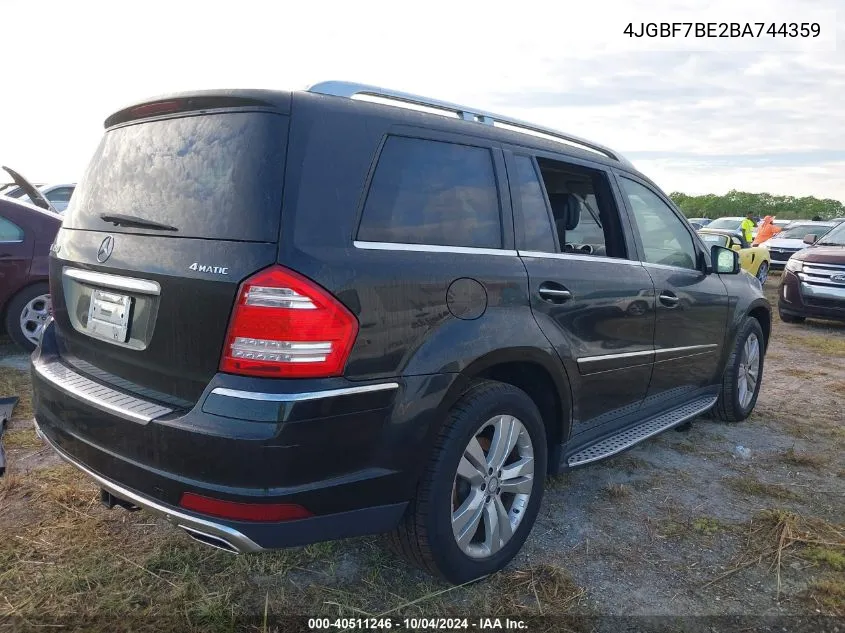 2011 Mercedes-Benz Gl 450 4Matic VIN: 4JGBF7BE2BA744359 Lot: 40511246