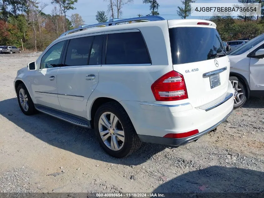 2011 Mercedes-Benz Gl 450 4Matic VIN: 4JGBF7BE8BA736654 Lot: 40898654