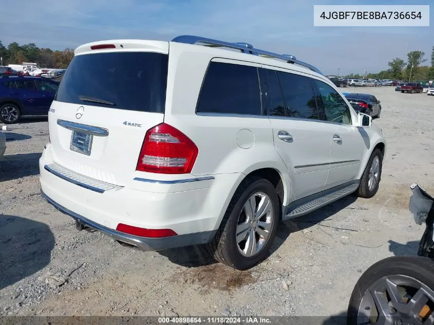 2011 Mercedes-Benz Gl 450 4Matic VIN: 4JGBF7BE8BA736654 Lot: 40898654