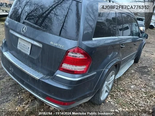 2012 Mercedes Benz Gl350 Bluetec VIN: 4JGBF2FE7CA776352 Lot: 20182744