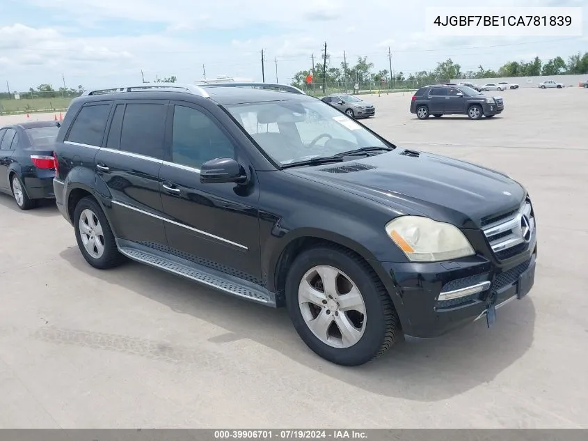 2012 Mercedes-Benz Gl 450 4Matic VIN: 4JGBF7BE1CA781839 Lot: 39906701