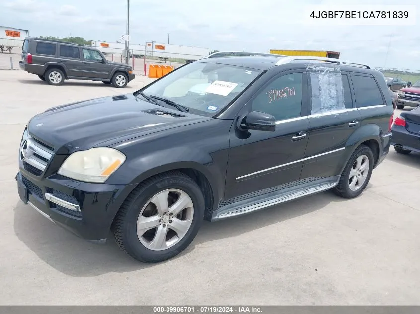 2012 Mercedes-Benz Gl 450 4Matic VIN: 4JGBF7BE1CA781839 Lot: 39906701